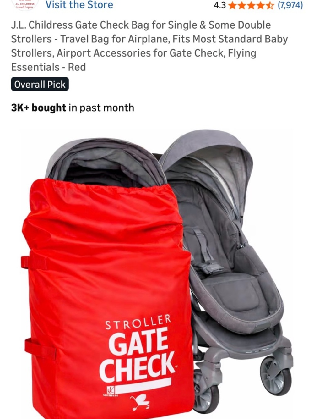 Red Stroller Gate Check Bag – Travel Protective Cover
